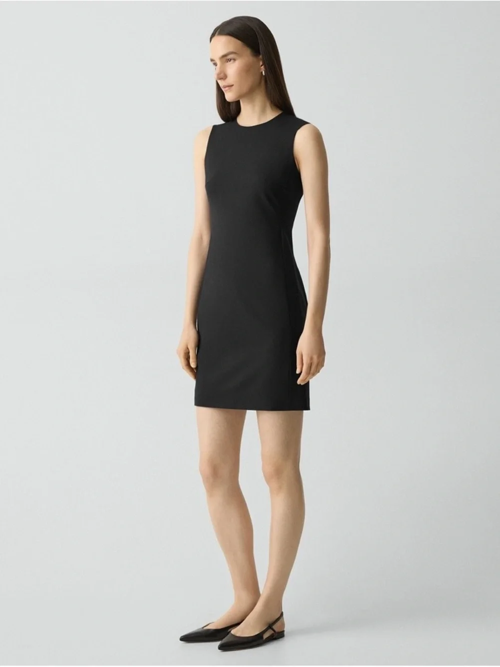 Theory Sleek Sleeveless Fitted Black Good Wool Dress - Picture 7 of 10